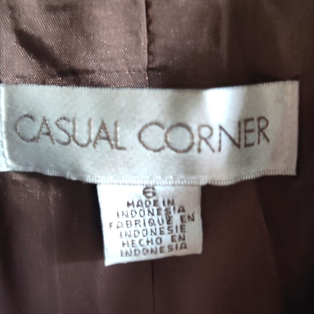 Casual Corner Women's 100% Wool 80s Brown And Rust Plaid Blazer Jacket | Sz 6 - Picture 4 of 9